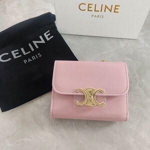 Celine Blush Pink Wallet with Gold Accent